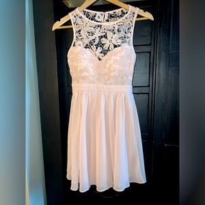 Lulus NWT Blush Pink Sweetheart Lace Skater Dress S